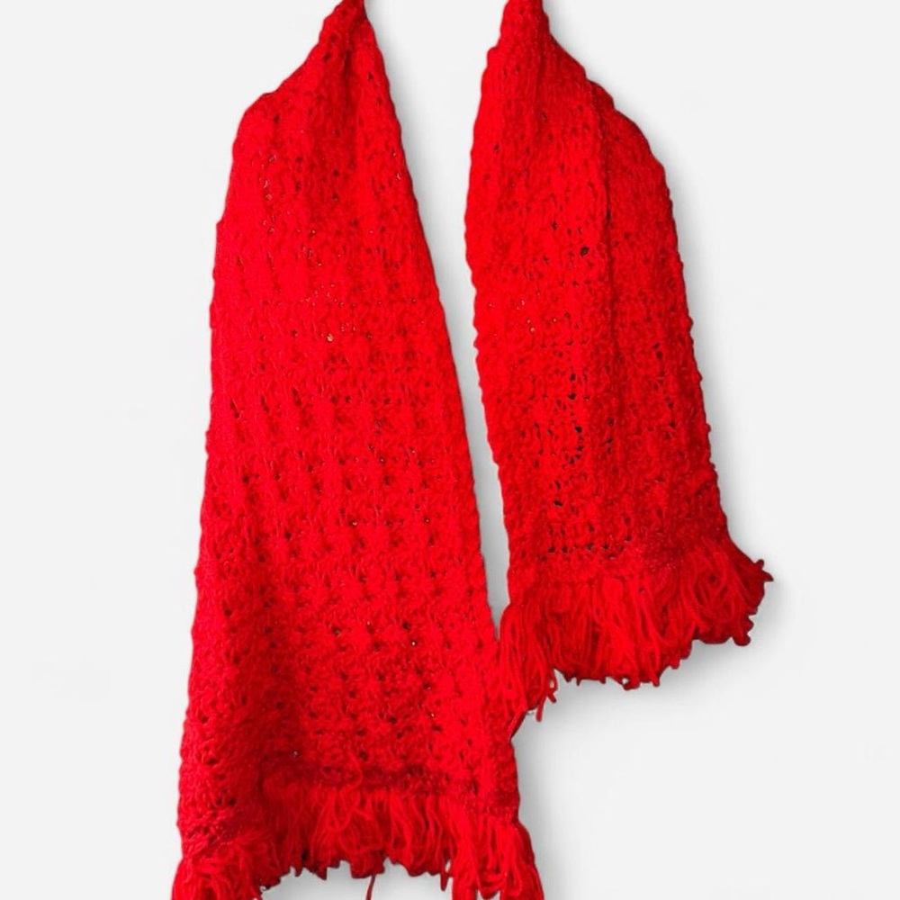 Vibrant Red Knit Scarf